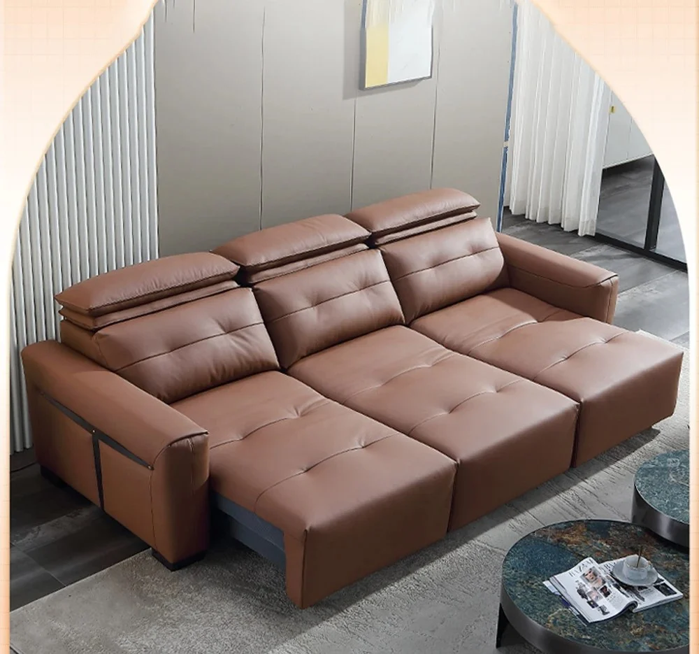 Versatile Multi-Angle Electric Leather Sectional Sofa Bed
