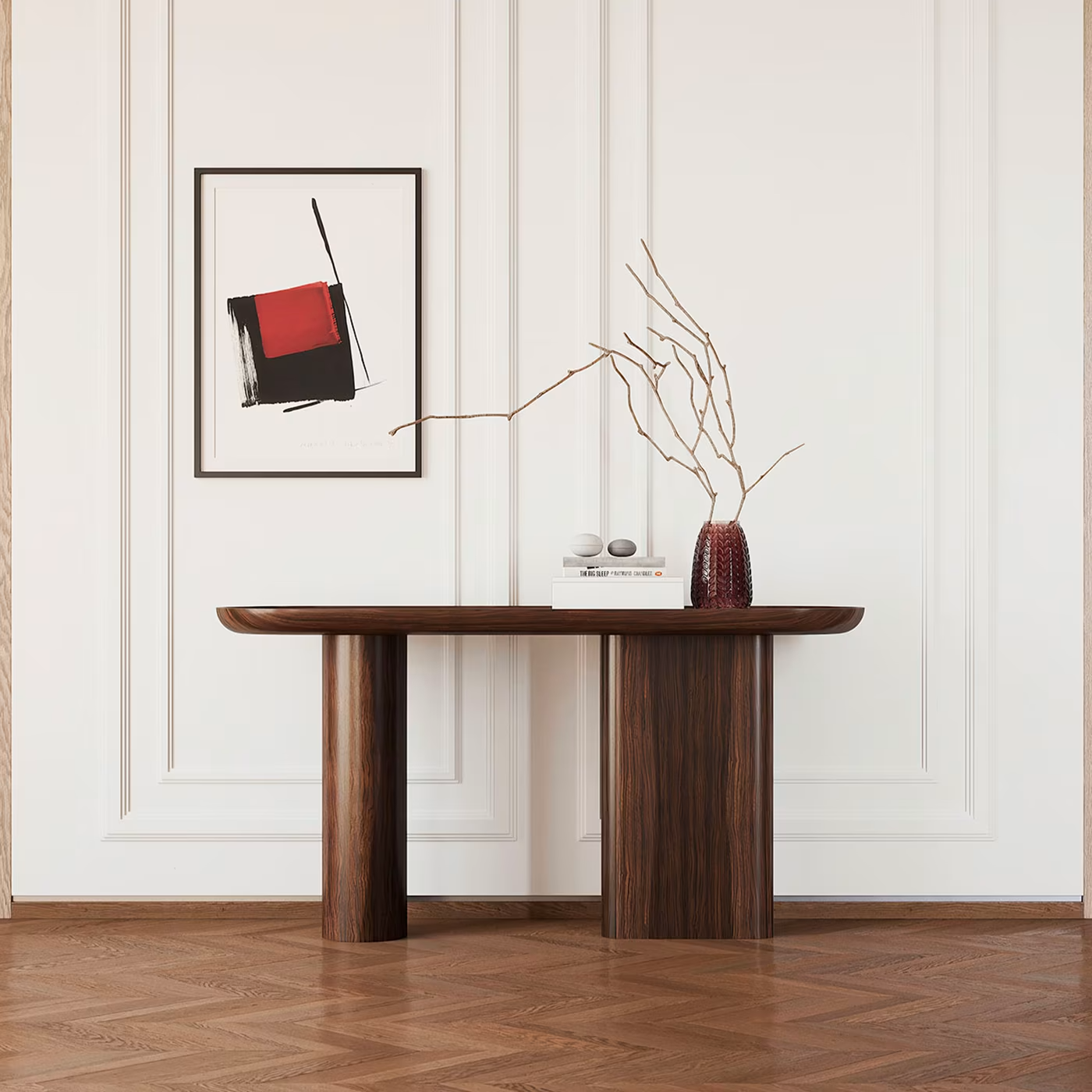 Oval canaletto walnut console
