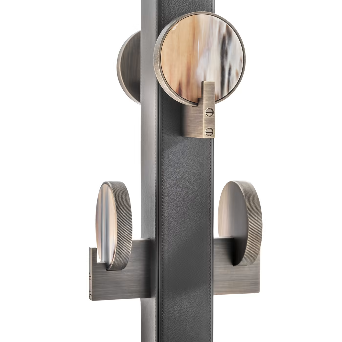 Brown leather coat stand