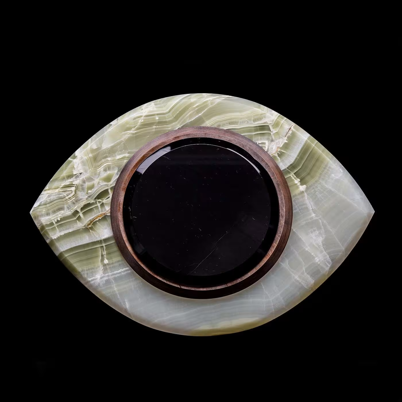 The eye side table in green and black