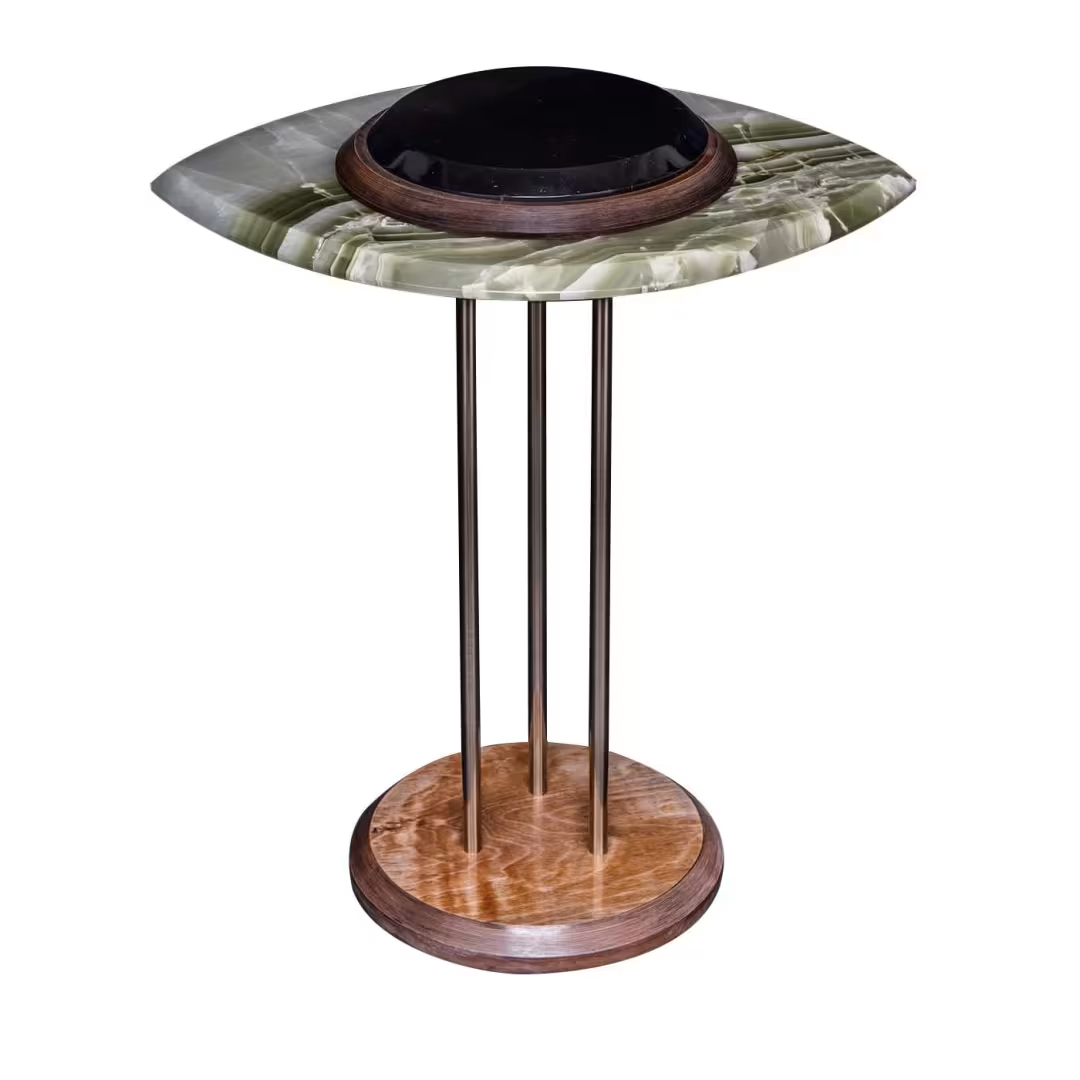 The eye side table in green and black