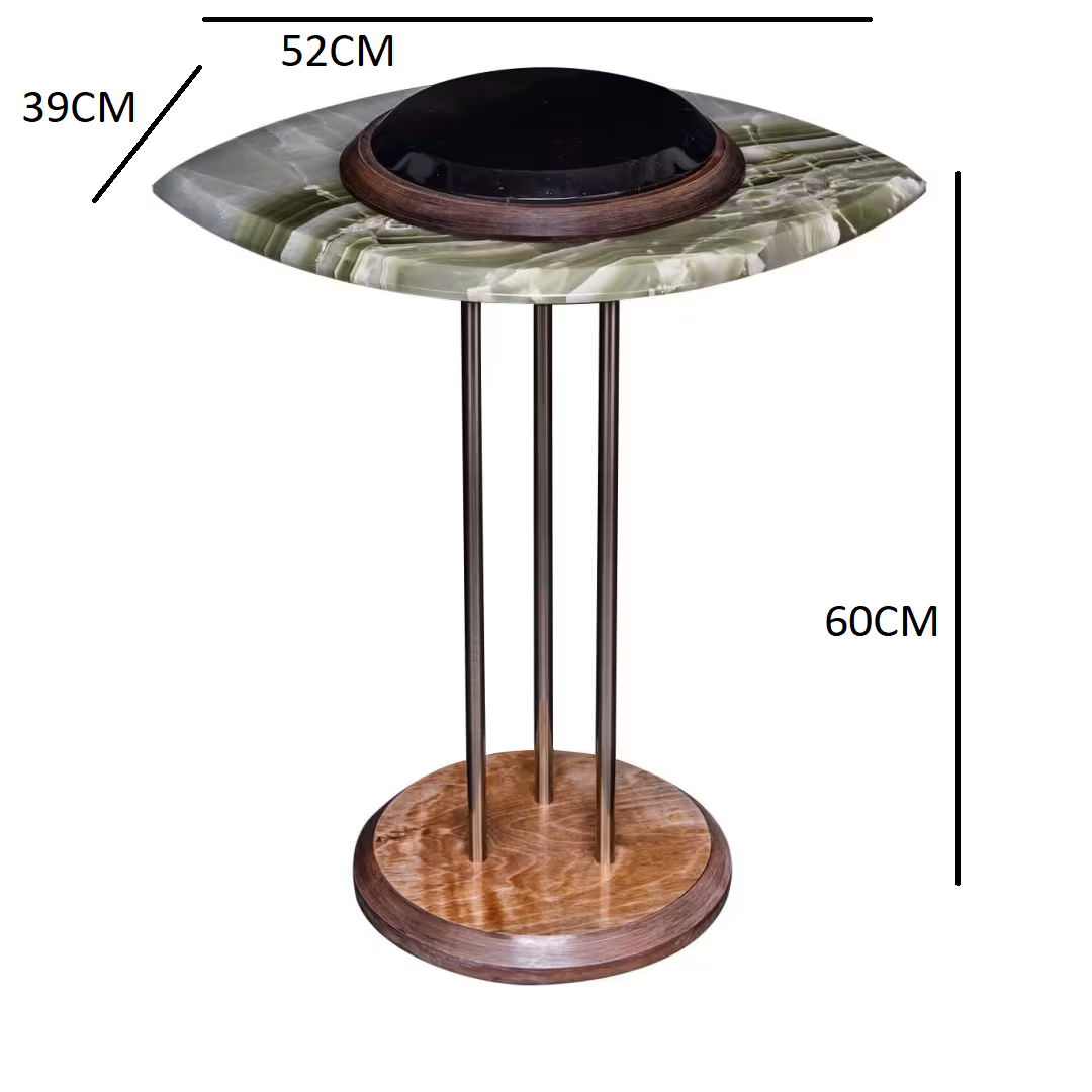The eye side table in green and black