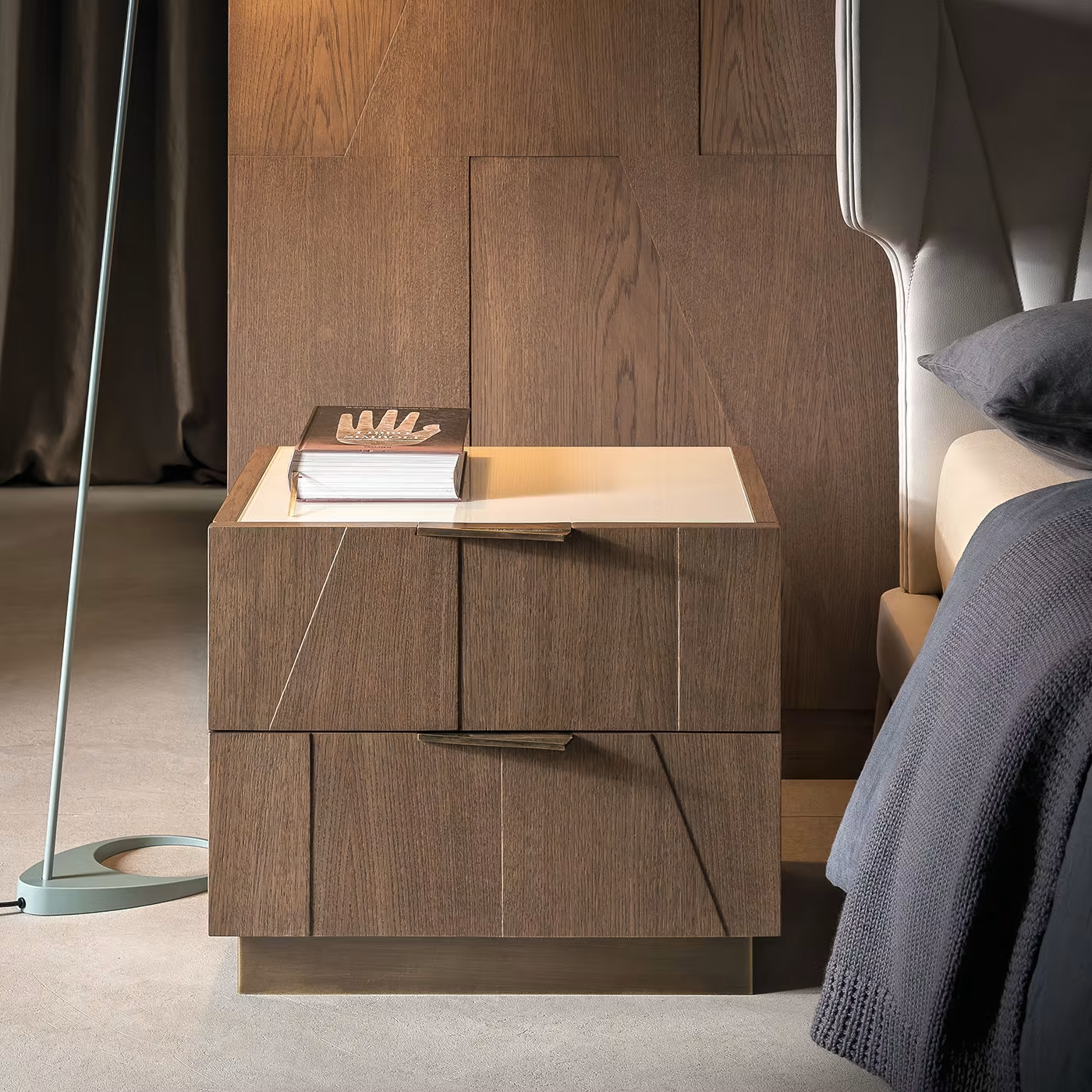 Slash nightstand with glass top
