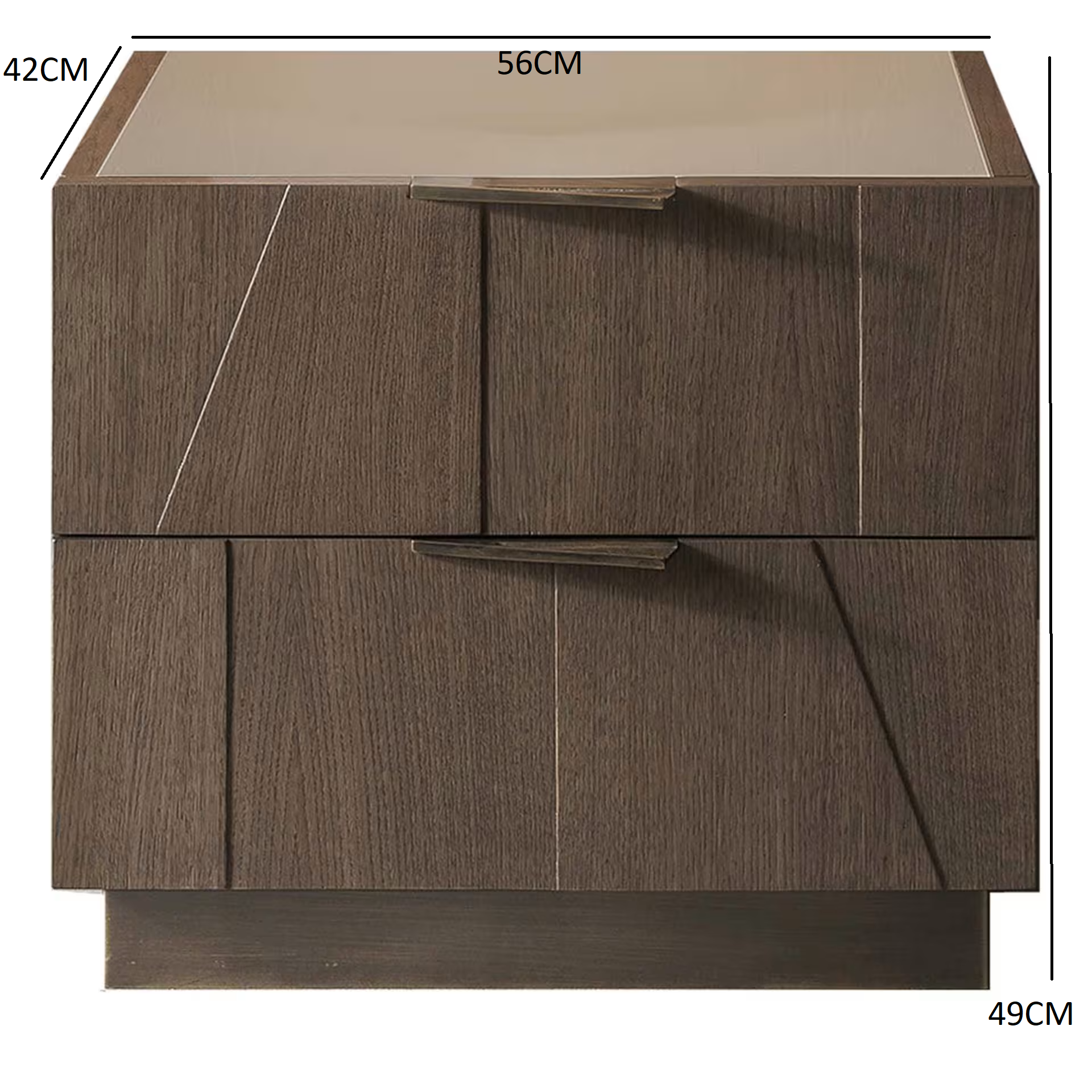 Slash nightstand with glass top