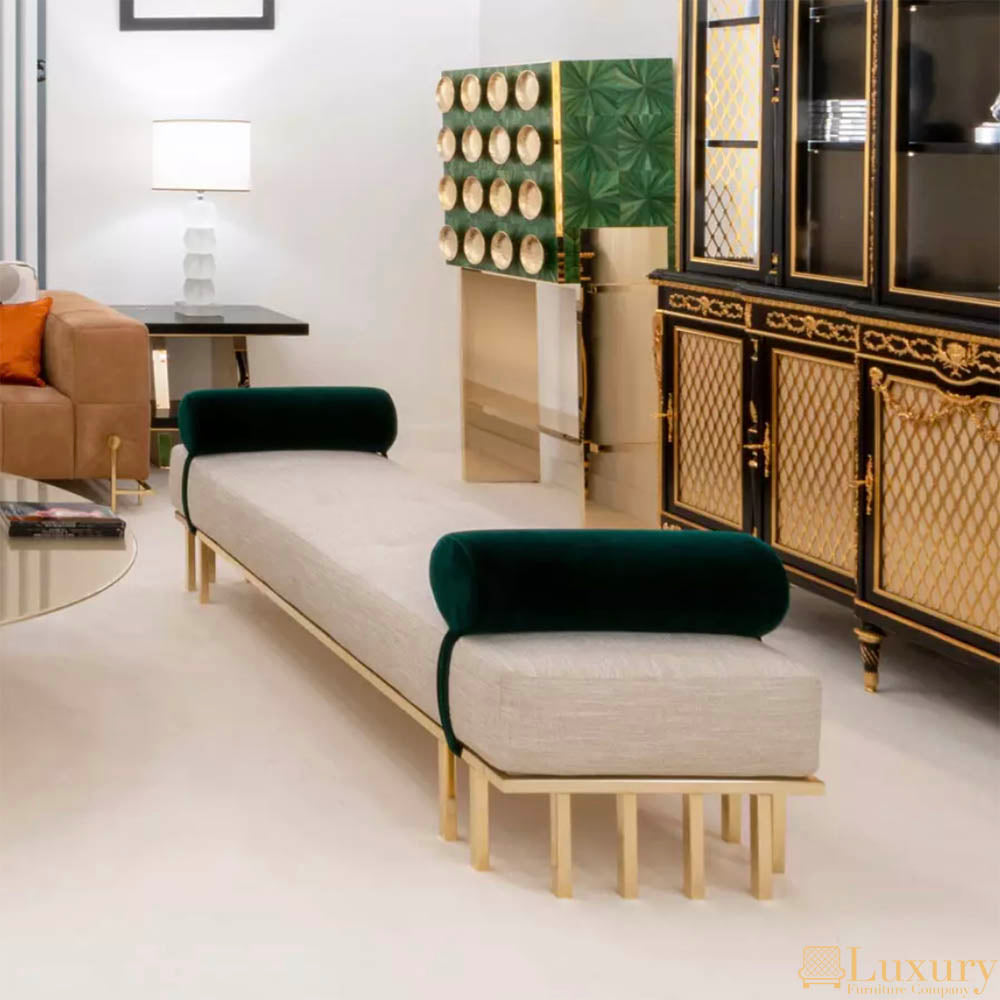 Gold metal bench