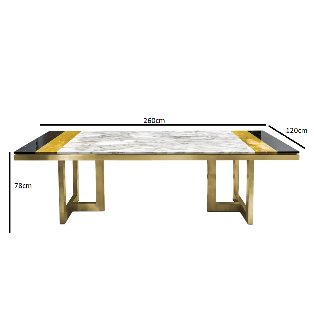 Otello table in calacatta and marquina marbles