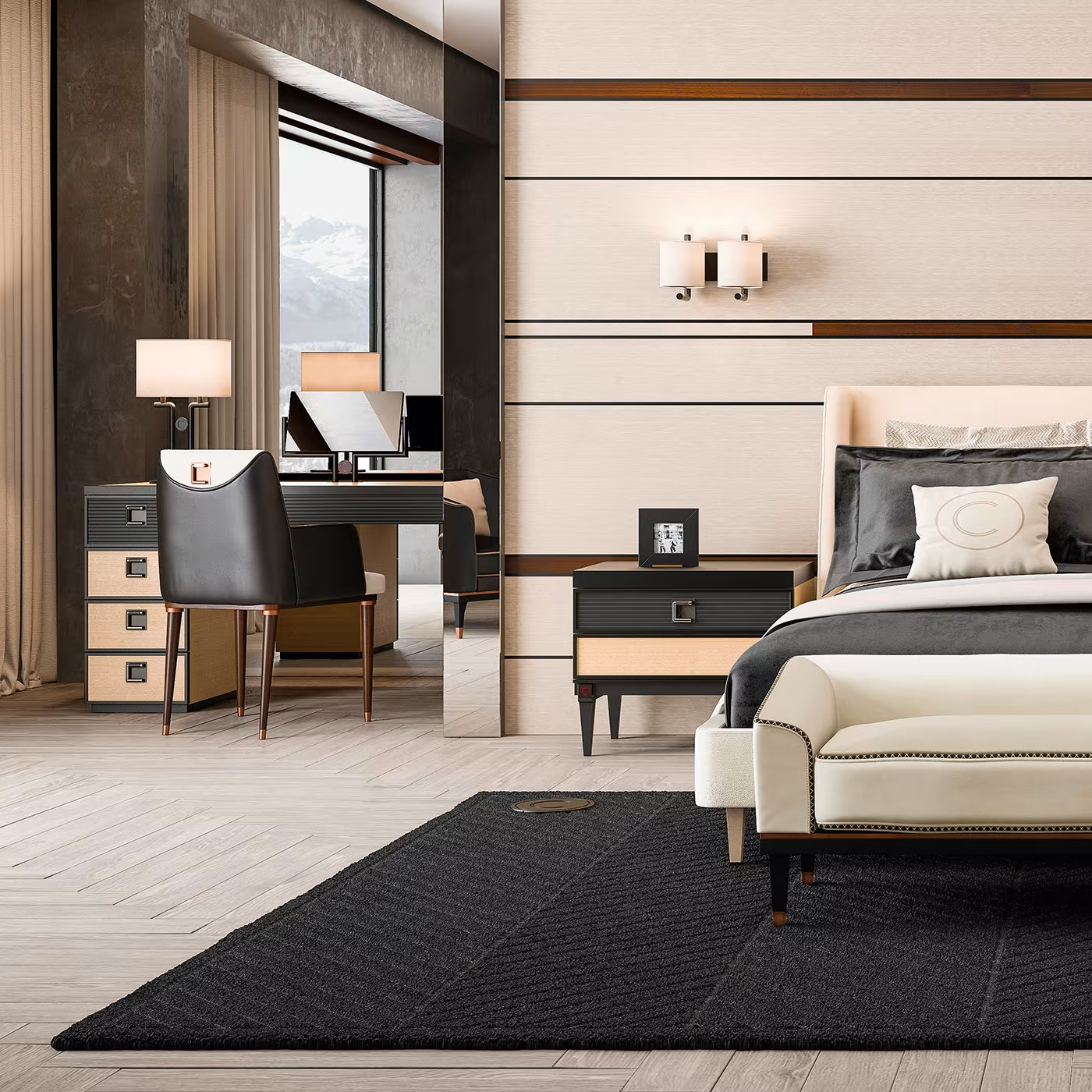Black and white nightstand