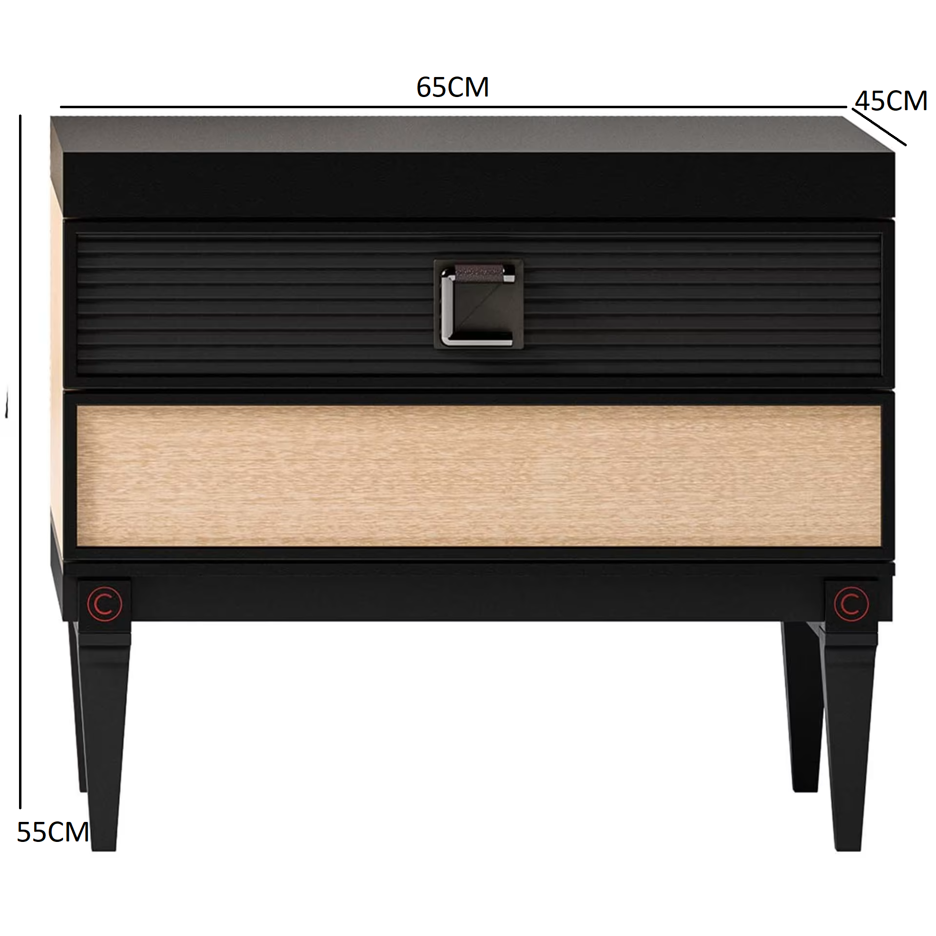 Black and white nightstand