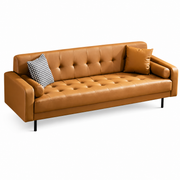 Tufted Three-Seater Leather Sofa
