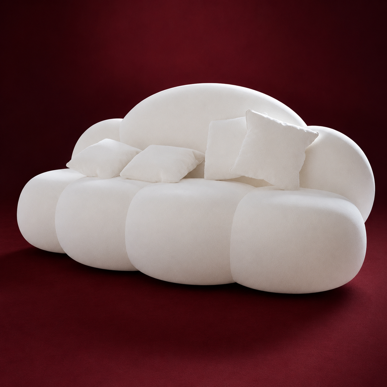 Three-seater cloud-shaped sofa in two different colors