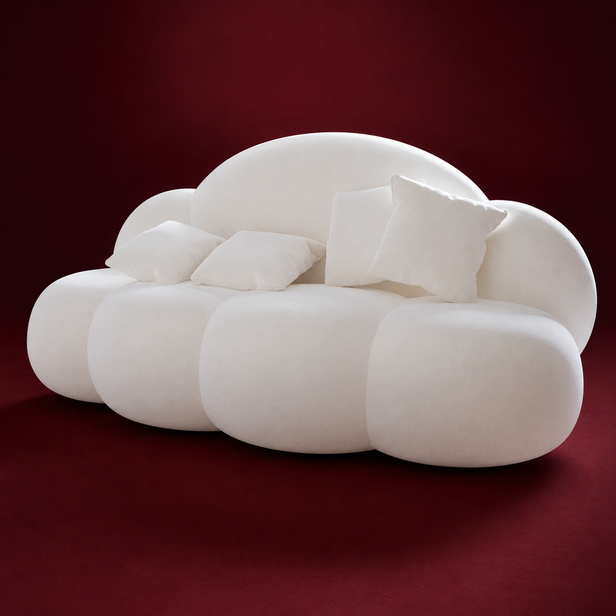 Three-seater cloud-shaped sofa in two different colors