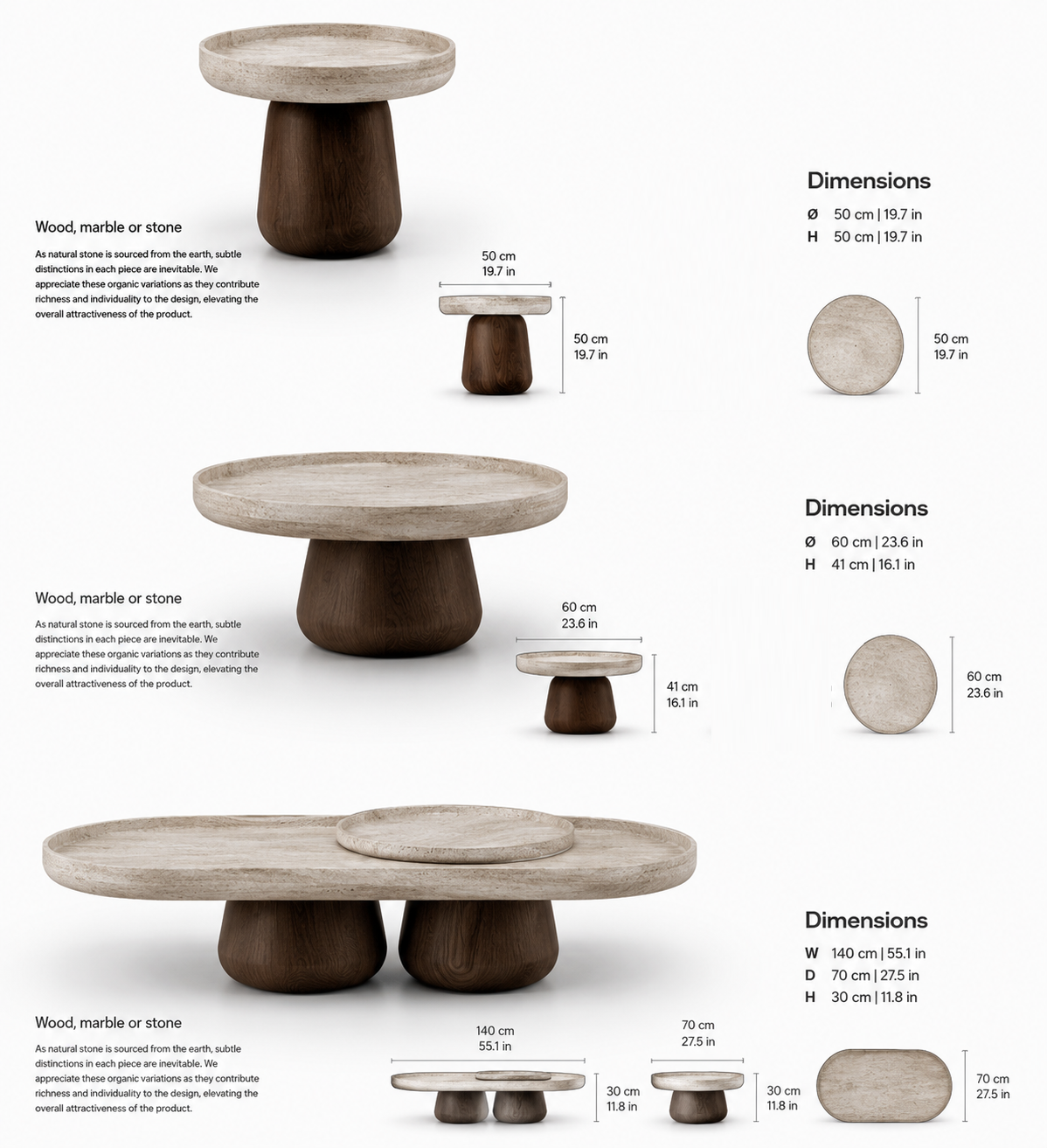 Sahra | Travertine & Solid Wood Table Set