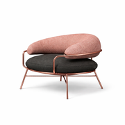 Circular metal chair with sofa