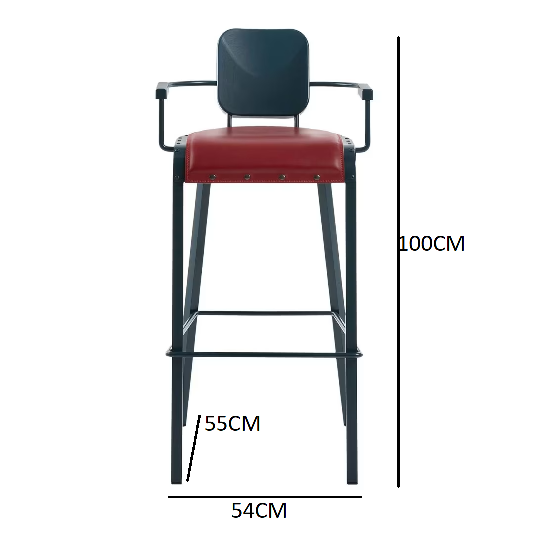 Rock stool with leather seat