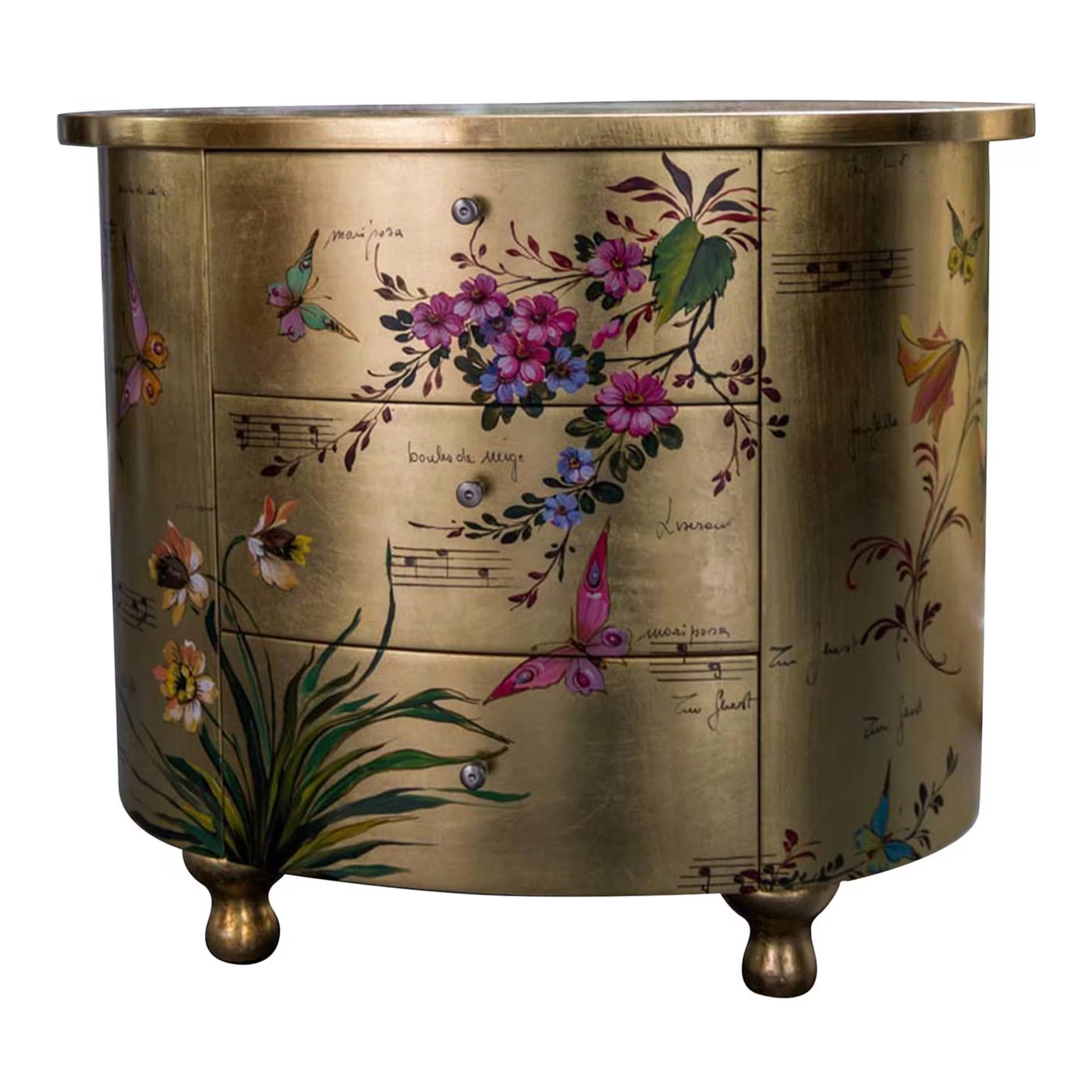 Curved bedside hand painted table