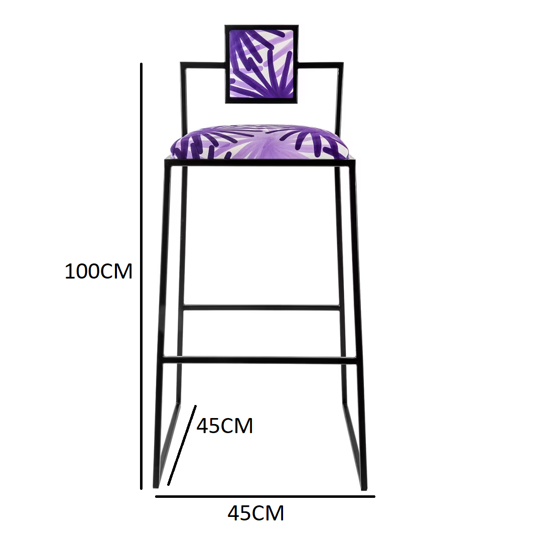 Capri fuochi viola iron bar stool