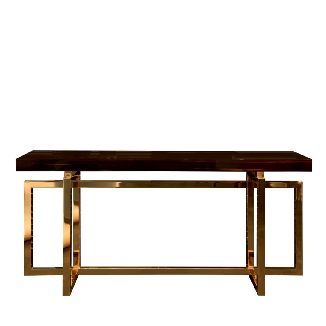 Charlotte console with brass-plated metal base