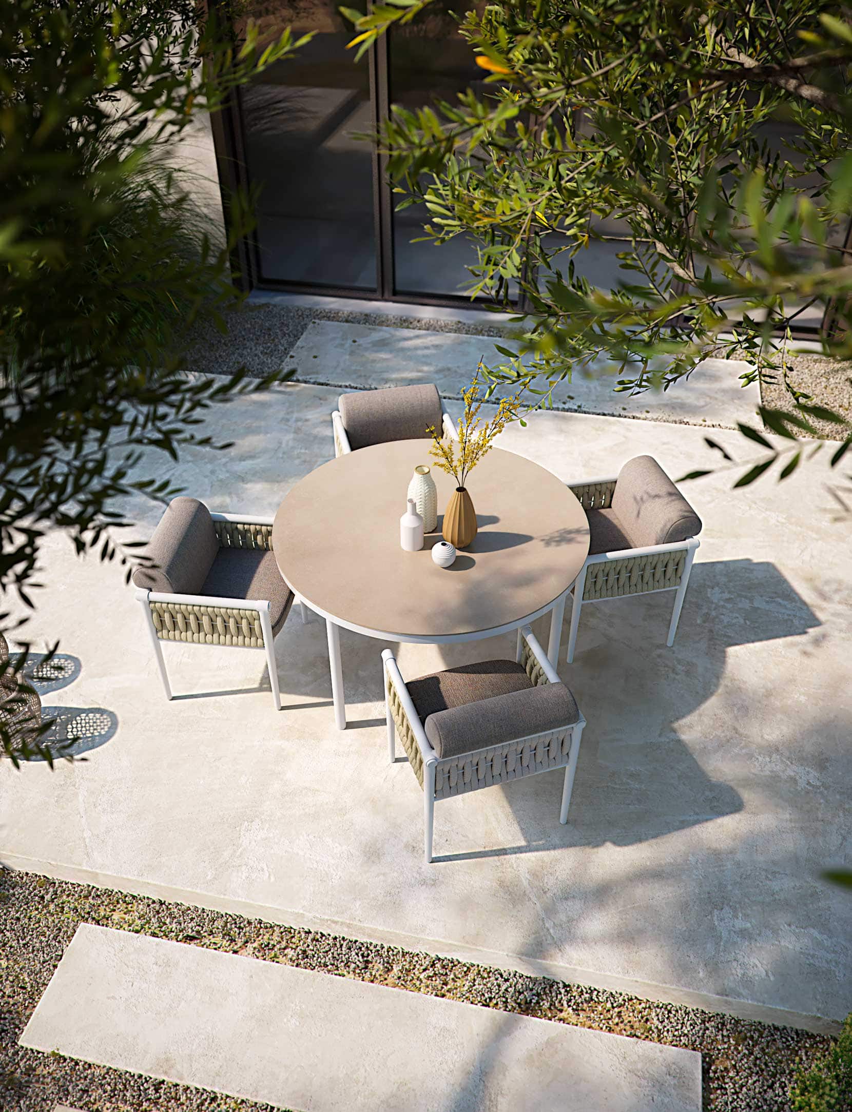 White Metal Outdoor Dining Table