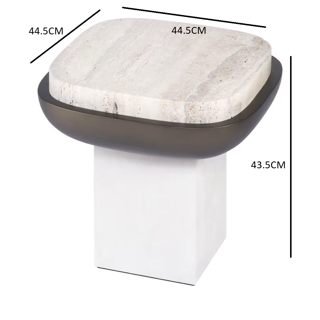 Olympia travertine square side table