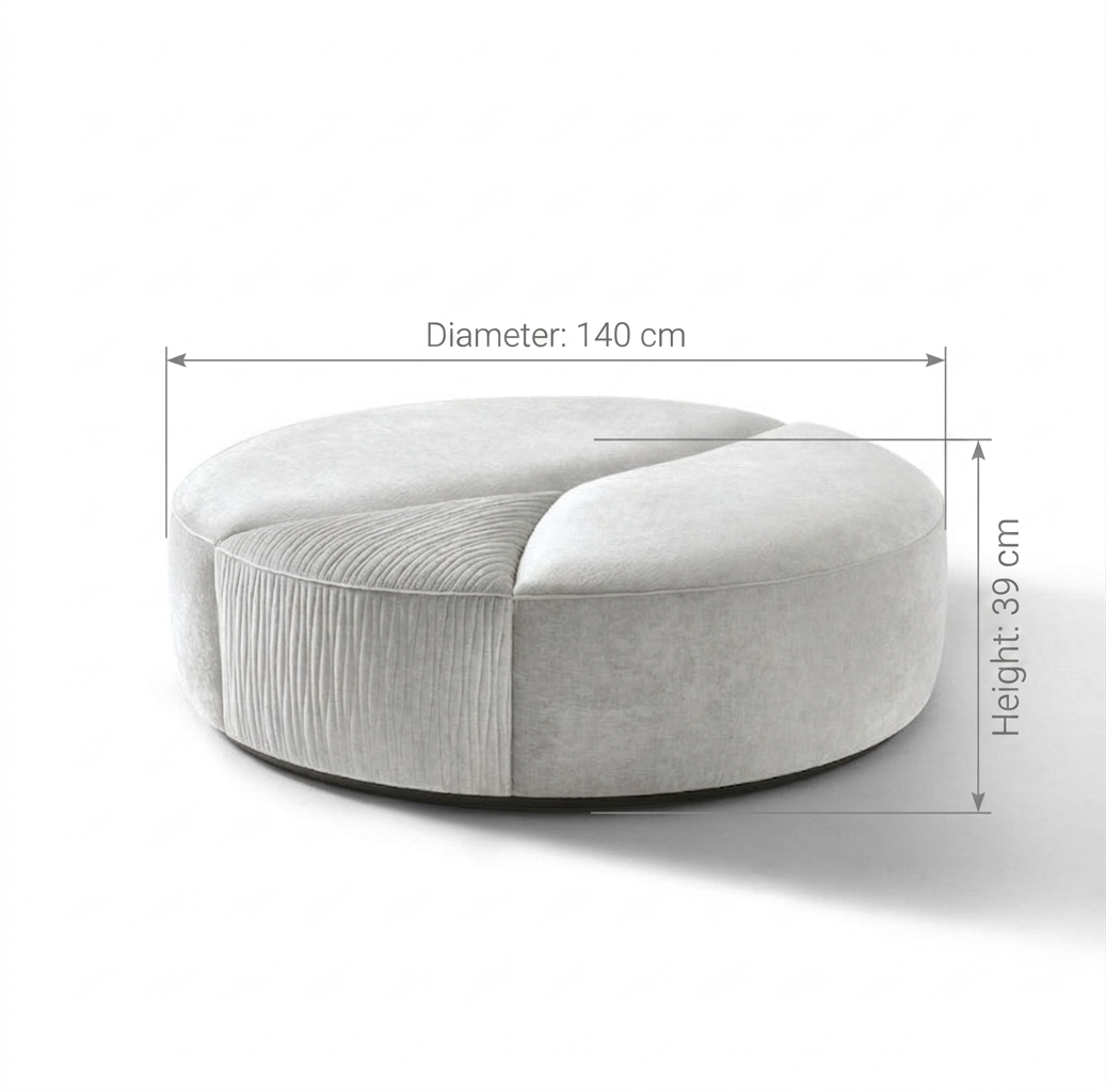 Grand Quilted Round Ottoman