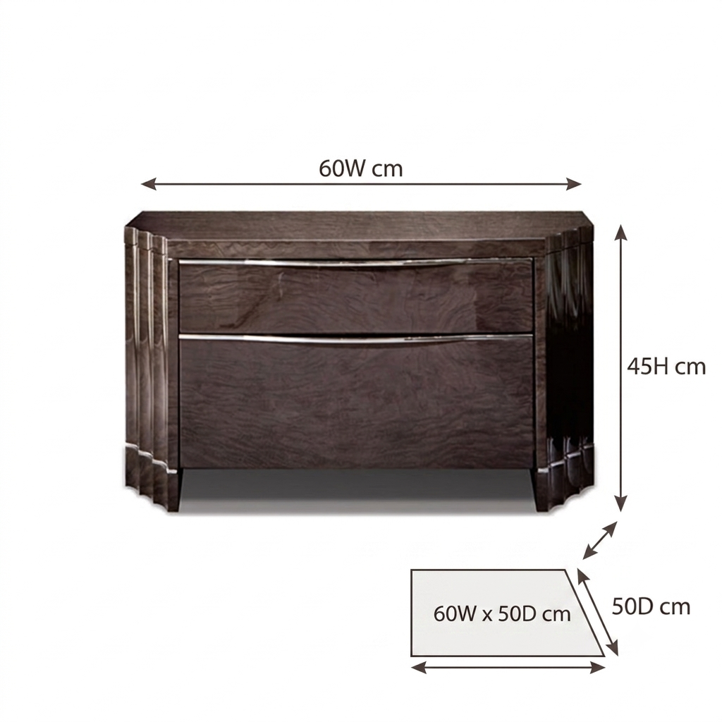 Tamo Burl Modern Classic Bedside Table