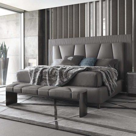 Mirage gray leather bench