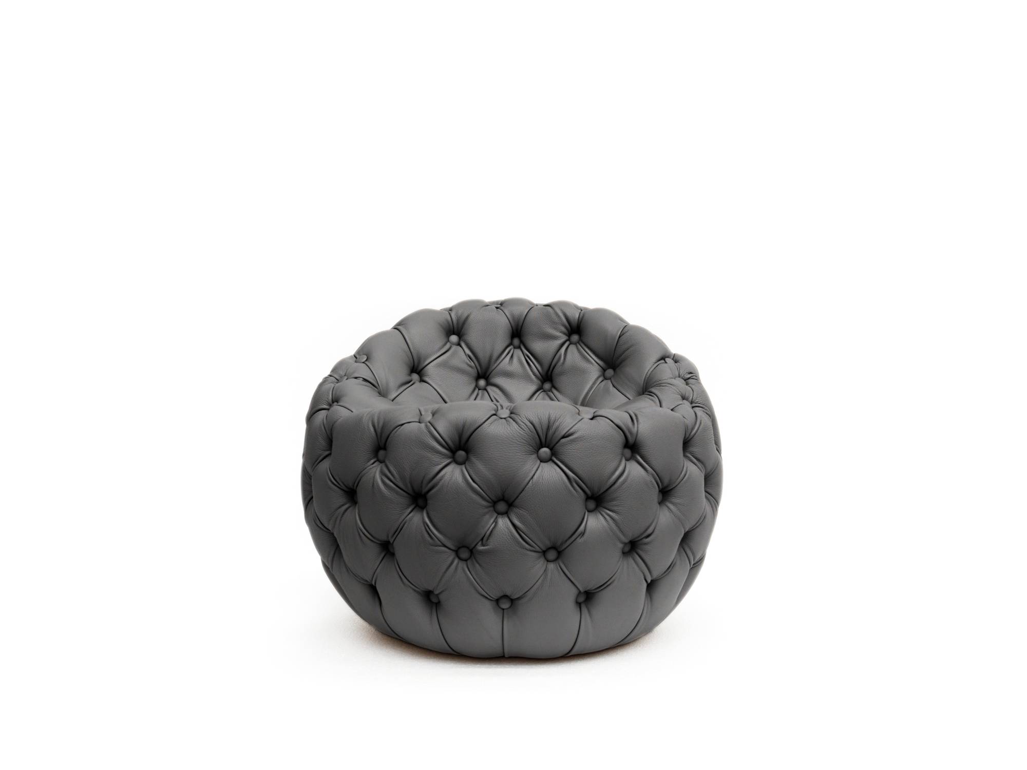 Leather Pouf with Stylish Design