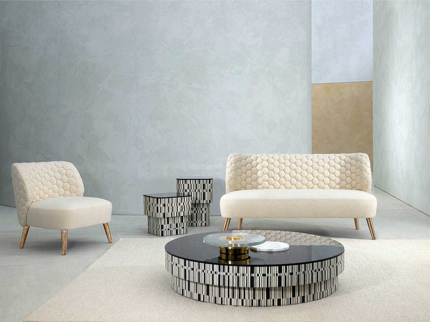 Elegant Metal Coffee Table Set