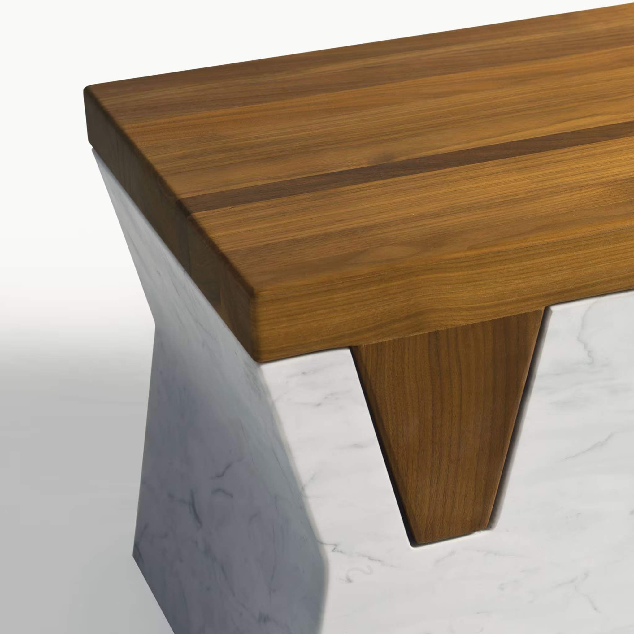 Plaza bench with shelf