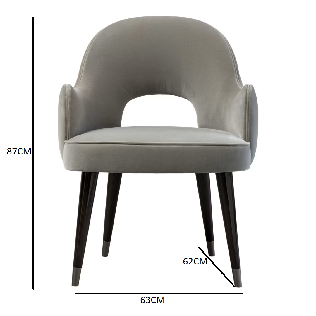 Eva grey wood upholstered fabric armchair