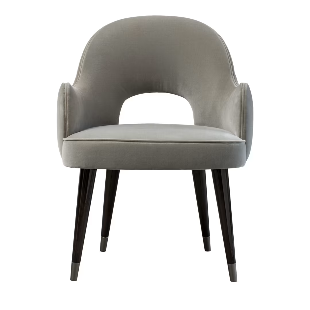 Eva grey wood upholstered fabric armchair