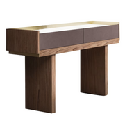 Block console with calacatta marble top