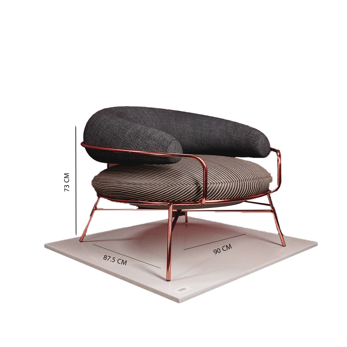 Circular metal chair with sofa