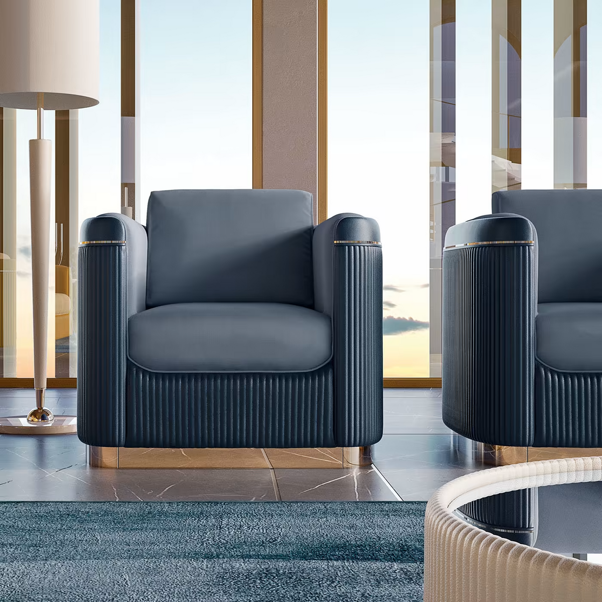 Augusta cerulean armchair