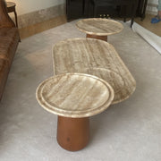 Sahra | Travertine & Solid Wood Table Set