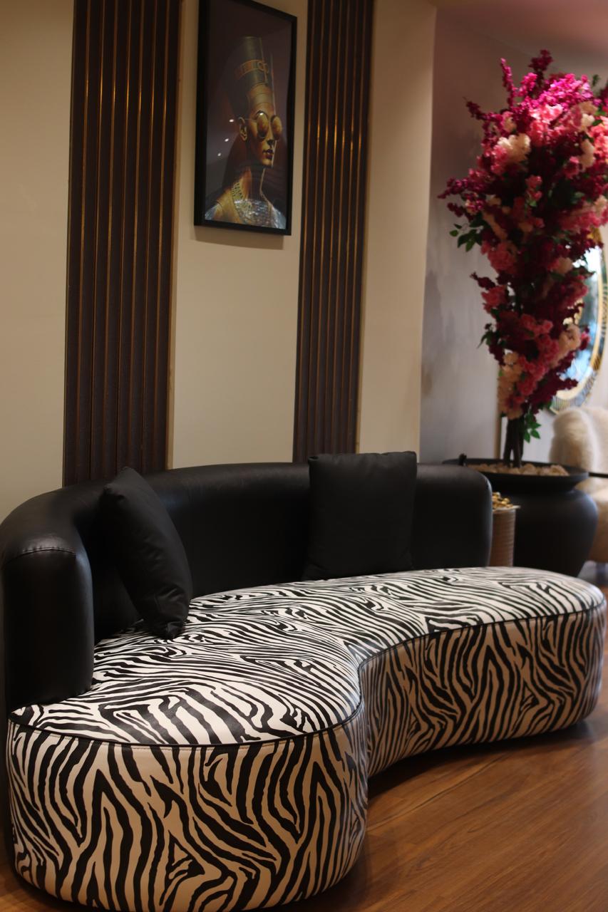 A sofa with a unique design