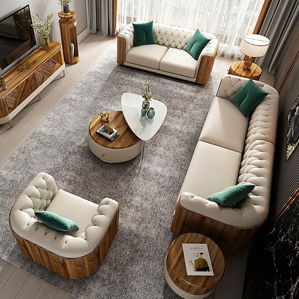 Elysees 3 Piece Leather Sofa Set