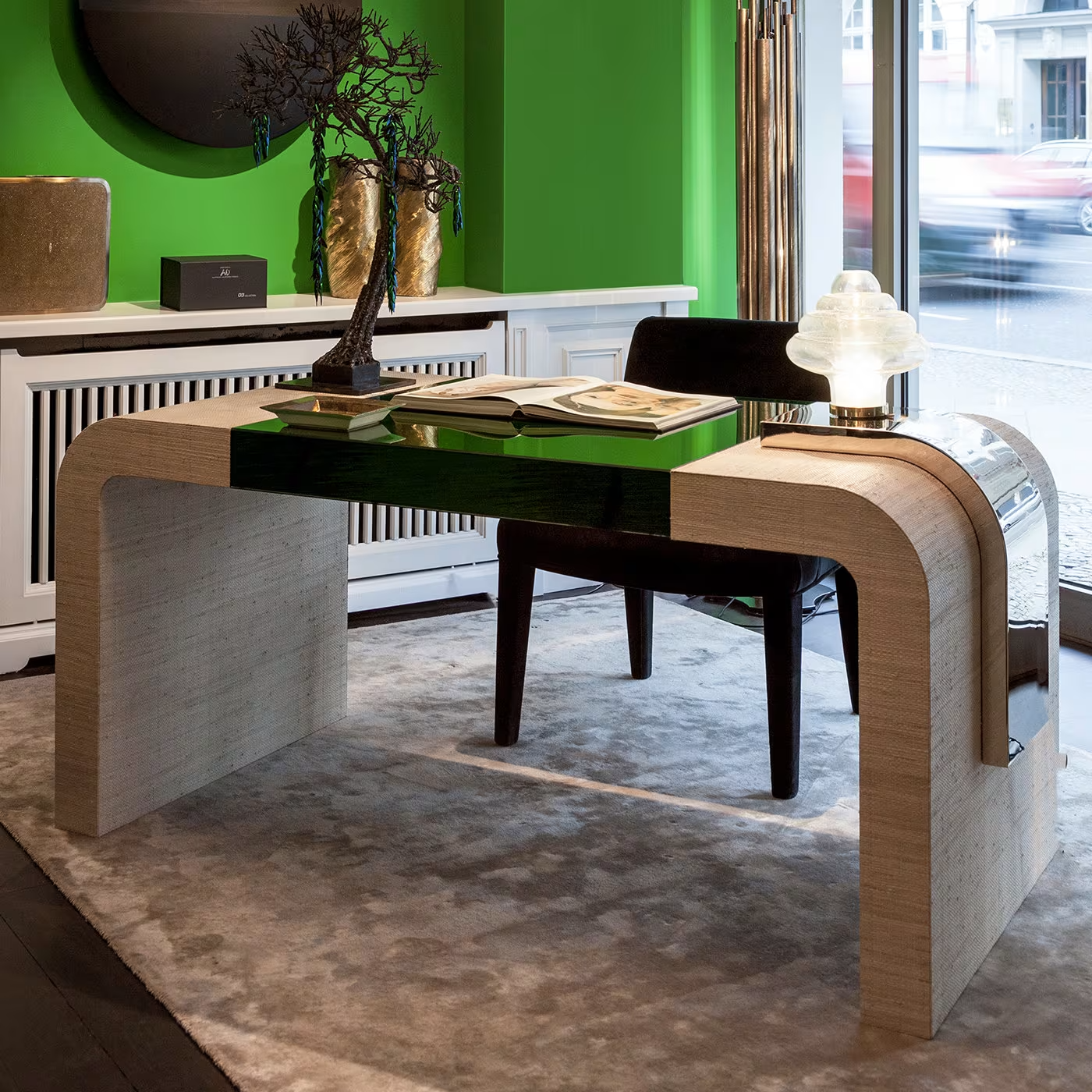 Green writing desk
