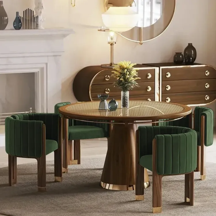 Dining table with four luxurious chairs