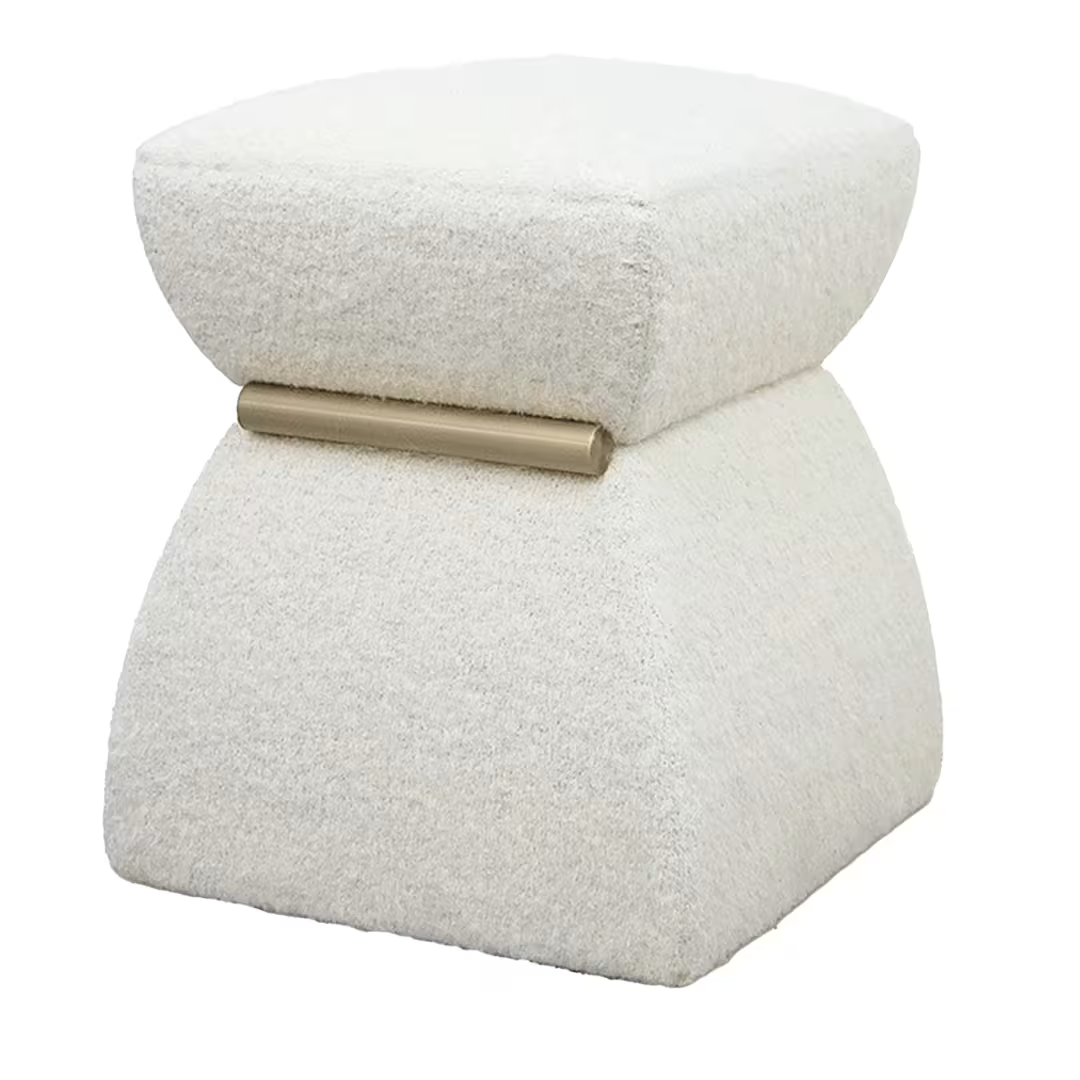 Cusi pouf in white mohair