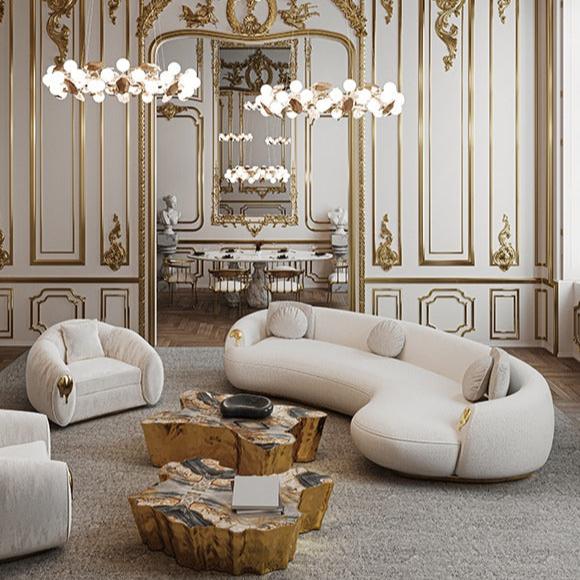 NEBET Luxurious Large Sofa in Gold Leather
