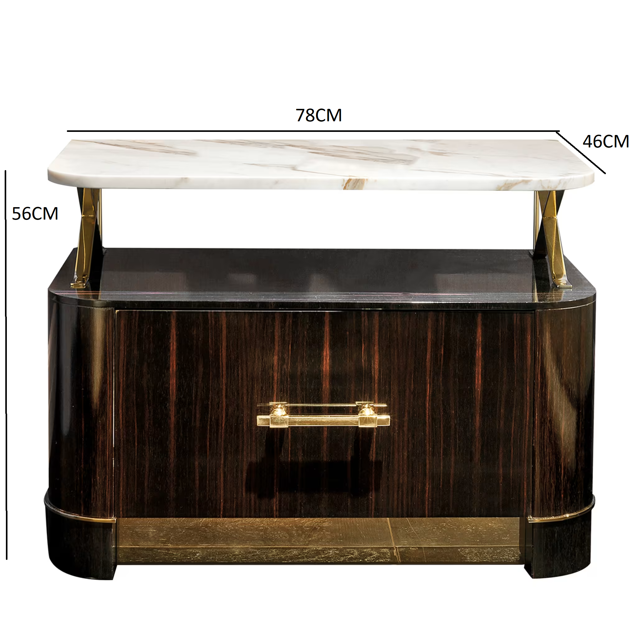 Ebony and calacatta bedside table