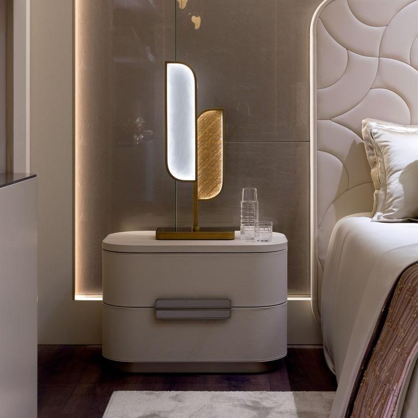 Amidele beige leather nightstand