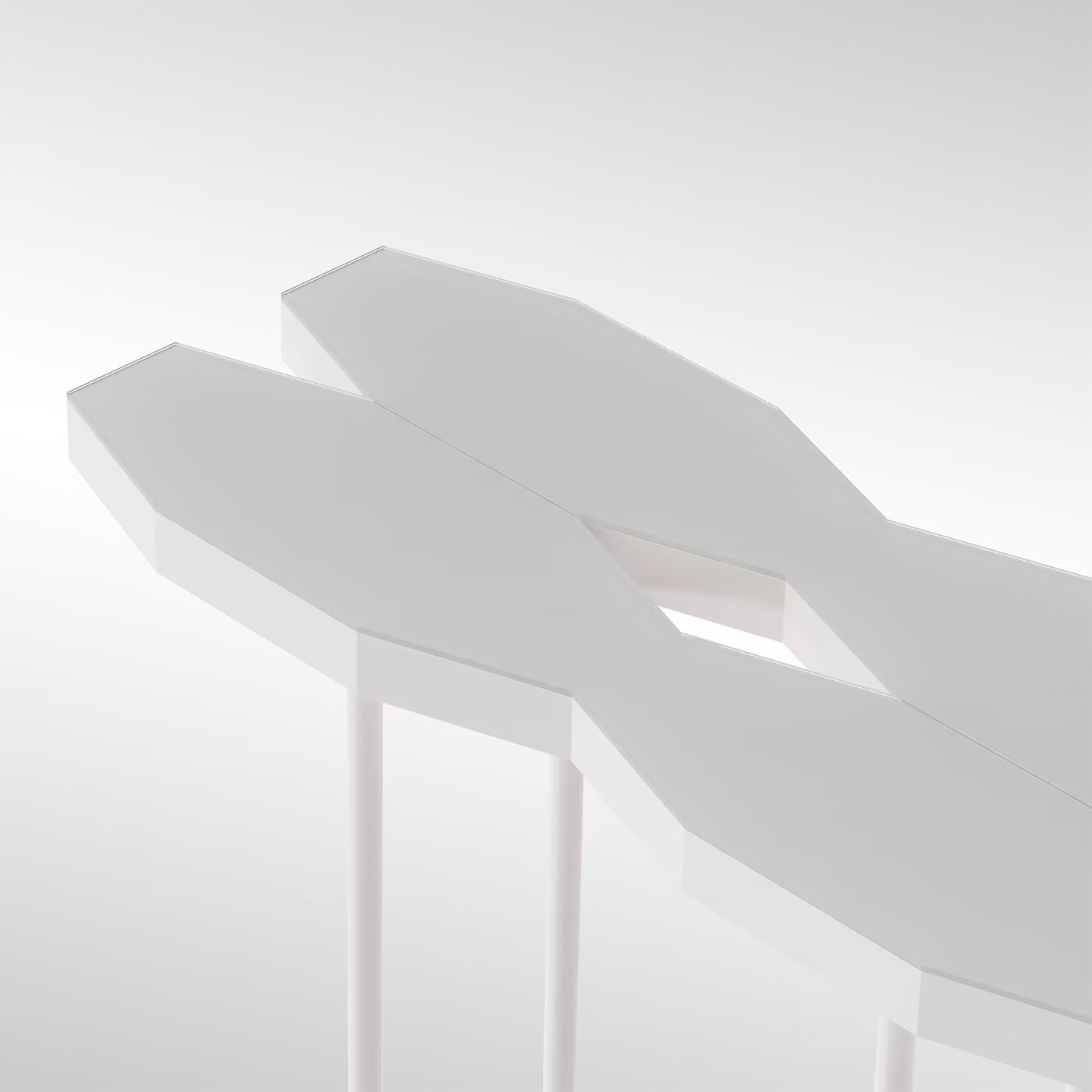 Hexagonal matte white console
