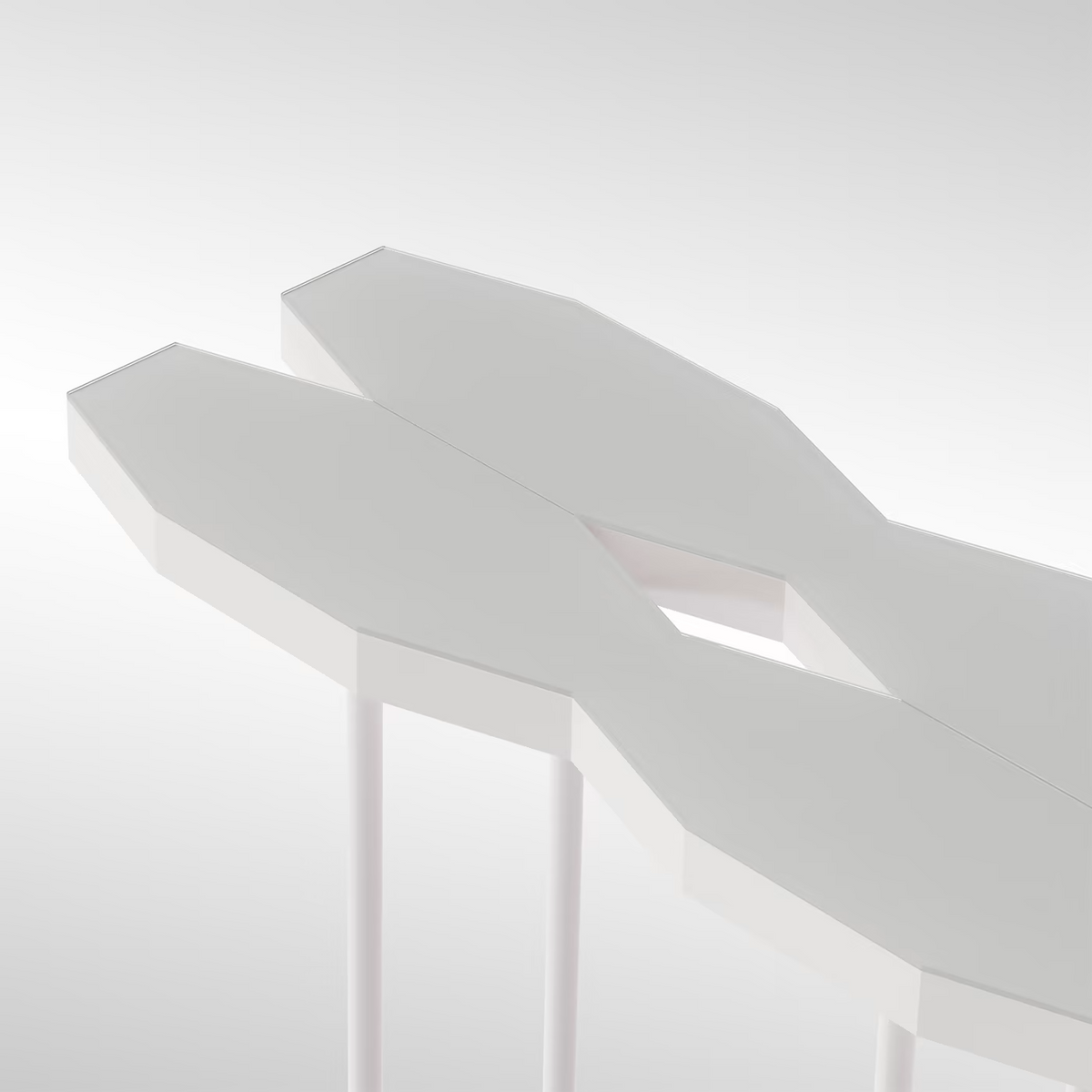Hexagonal matte white console