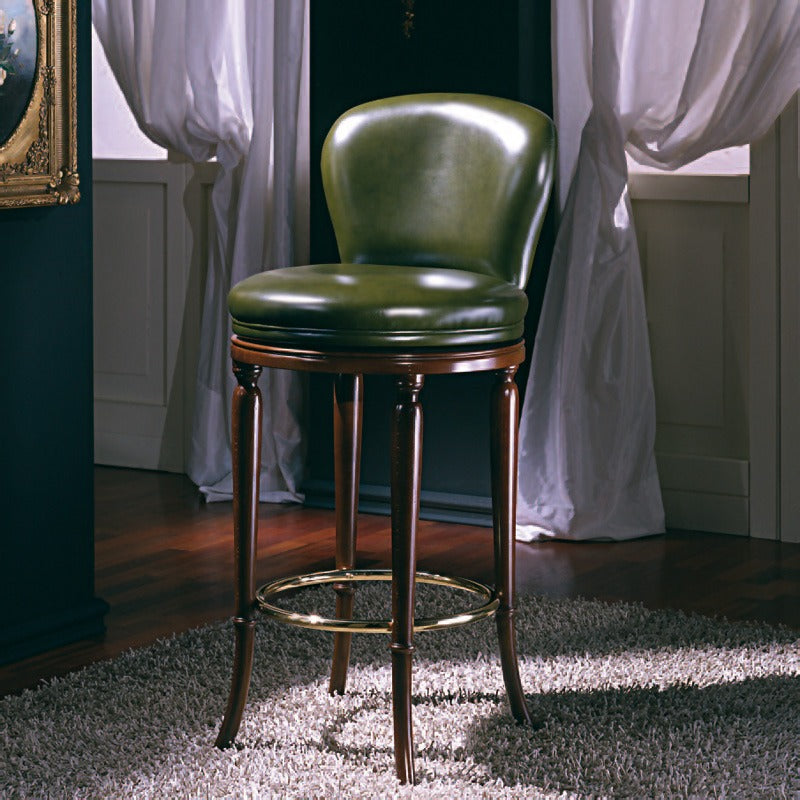 Green leather bar stool