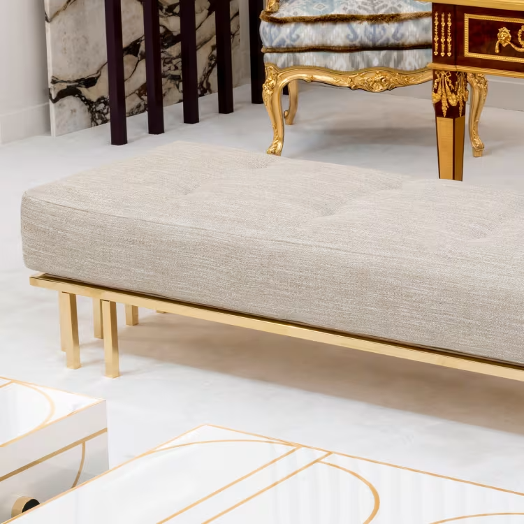 Gold metal bench