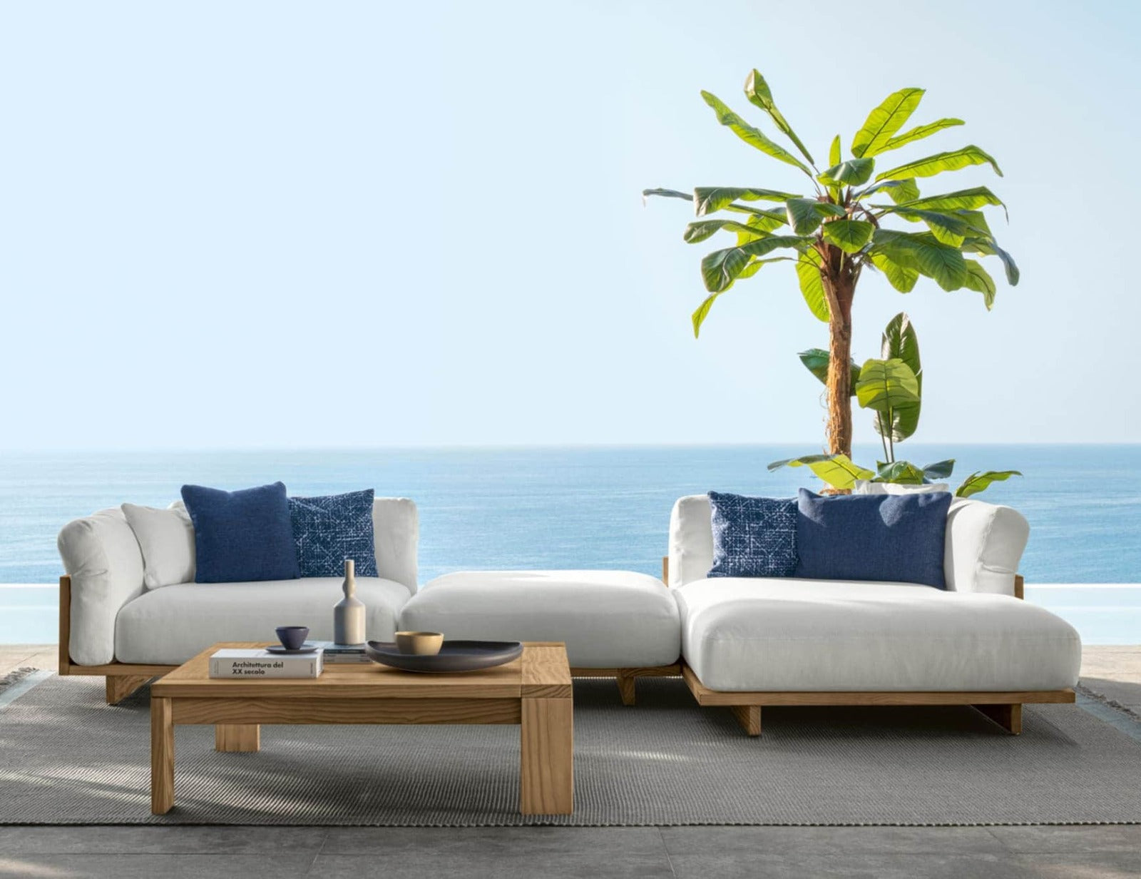 Outdoor coffee table with wooden design