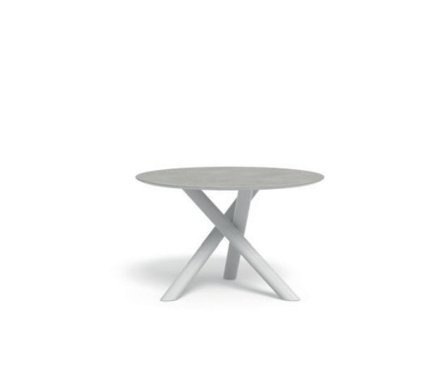 Circular outdoor dining table