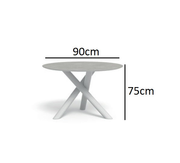 Circular outdoor dining table